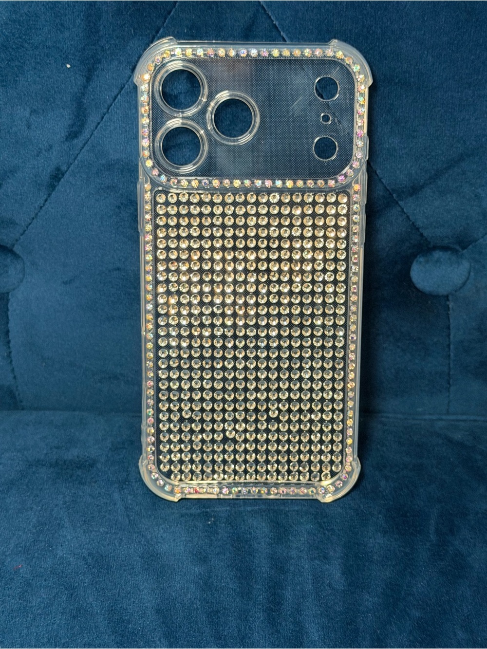 Clear Rhinestone Bling Phone Case  iphone 17 pro max- Transparent Silver Accent